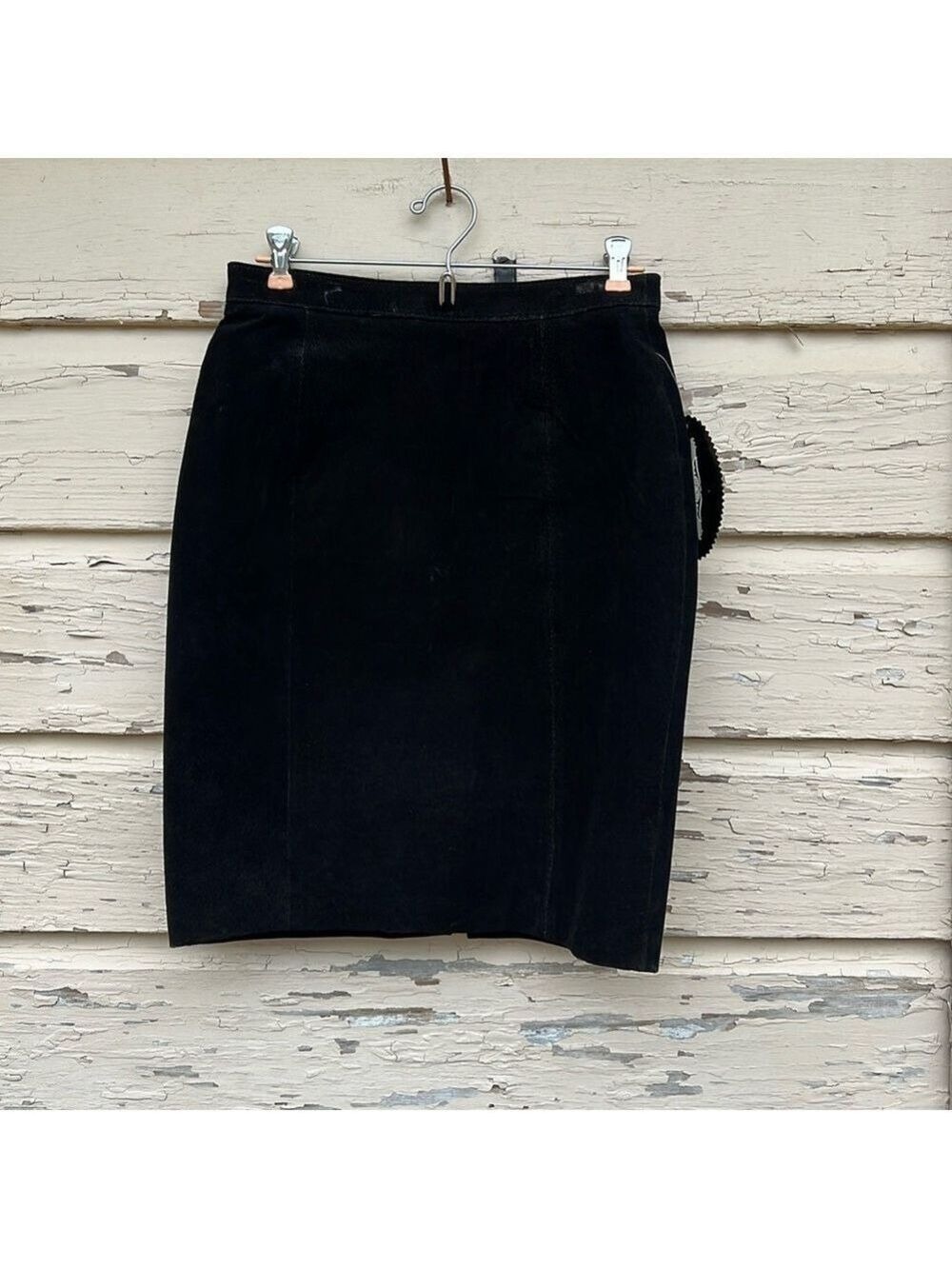 Vintage 80s Italian Style Suede Leather Mini Midi Skirt Punk New Size 11 H15